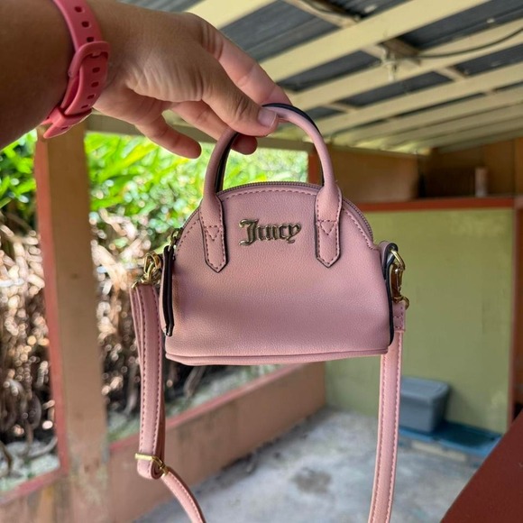 Juicy Couture Mini Pink Crossbody Bag Small Satchel Faux Leather Coquette Y2k - Picture 6 of 8